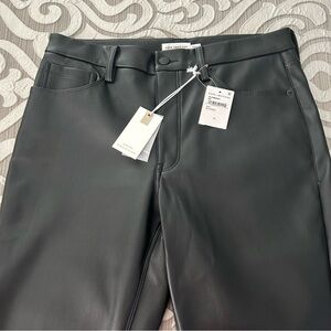 GOOD AMERICAN ‘GOOD LEGS’ CROP FAUX LEATHER MINI-BOOTCUT PANTS, NWT $169.